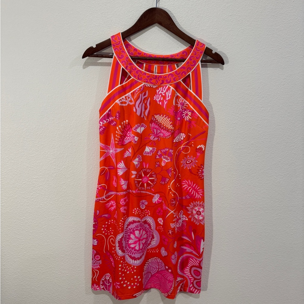 Gretchen Scott Designs Vibrant Pink and Orange Mini Dress